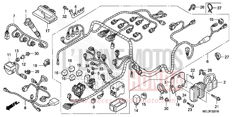 FAISCEAU DES FILS (CBR1000RR6/7) von CBR1000RR "Fireblade" PEARL SIREN BLUE-A (PB123TA) von 2007